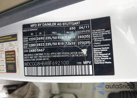 2011 Mercedes-Benz Glk 350 4Matic из США, поврежденный, VIN WDCGG8HB8BF692100